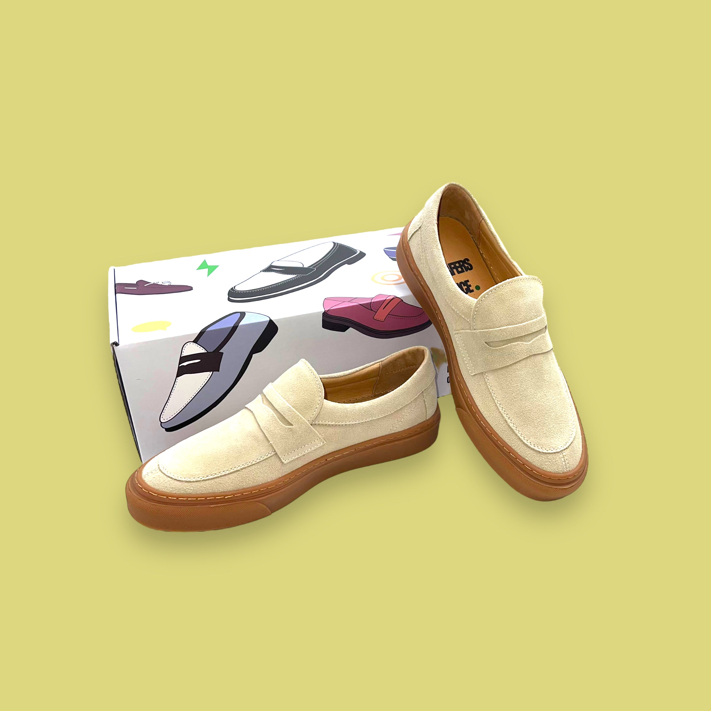 Suede Penny Loafer (Beige)