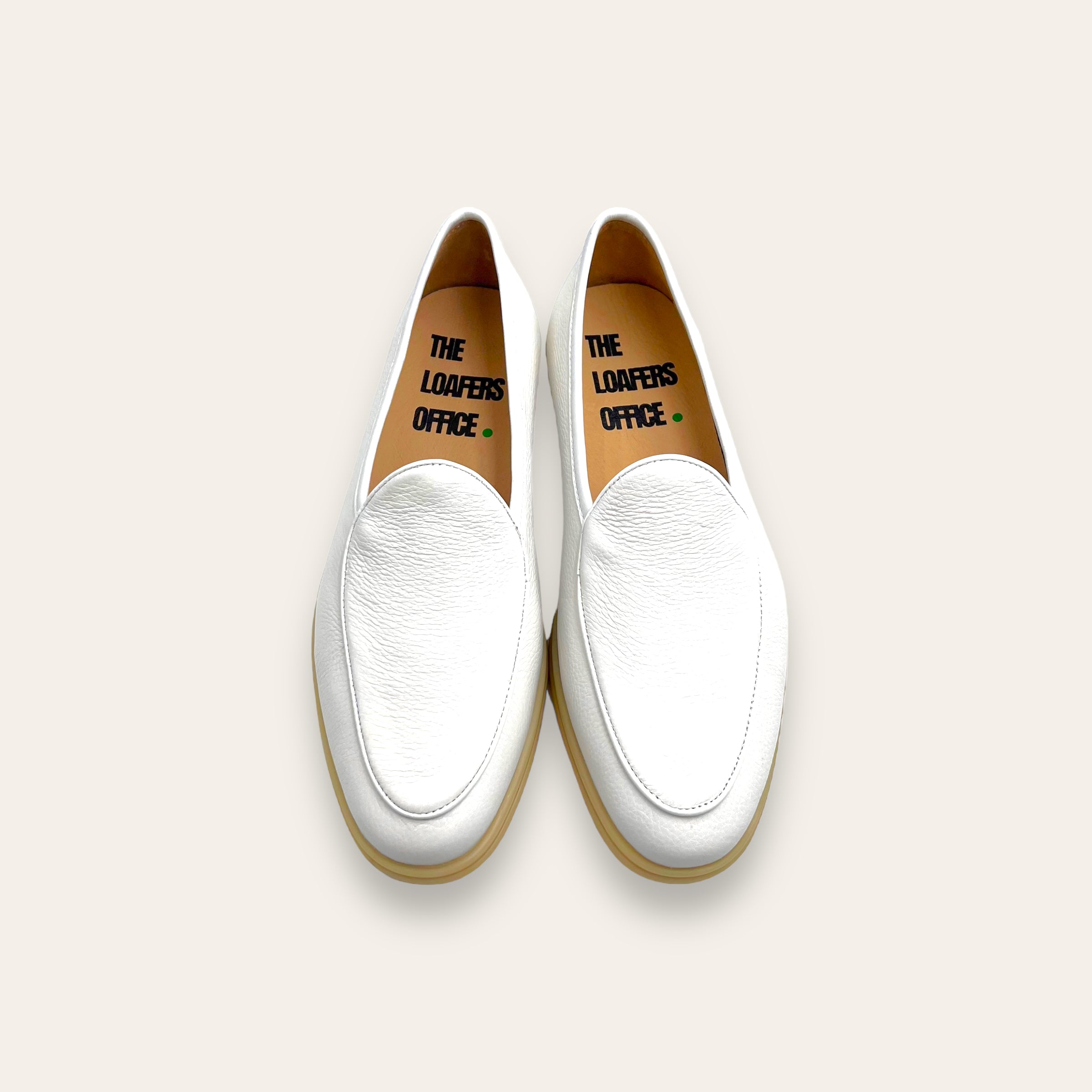 Grained Calfskin Belgian Loafer (Pearl White)