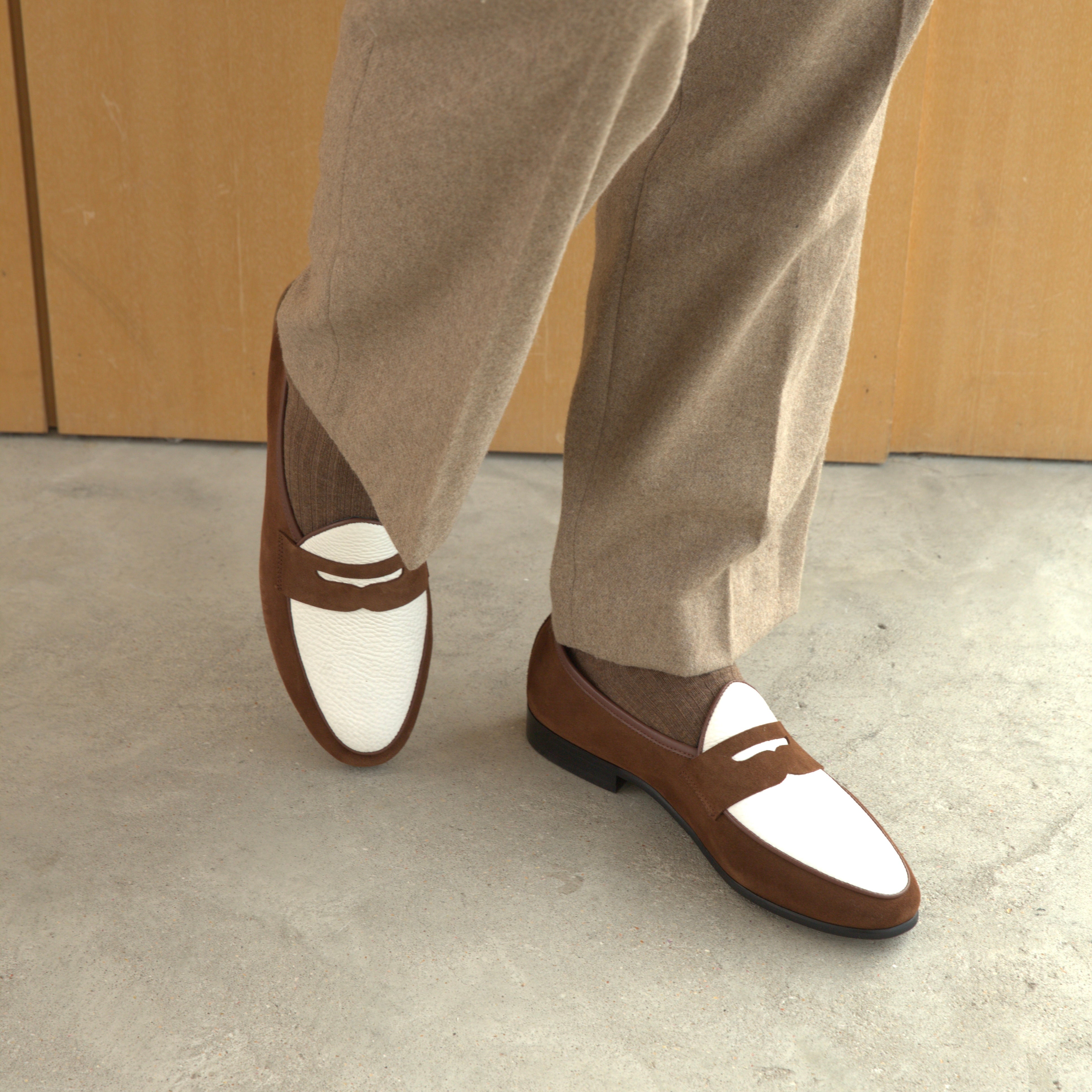 Two-toned  Penny Loafer (Brown & White)