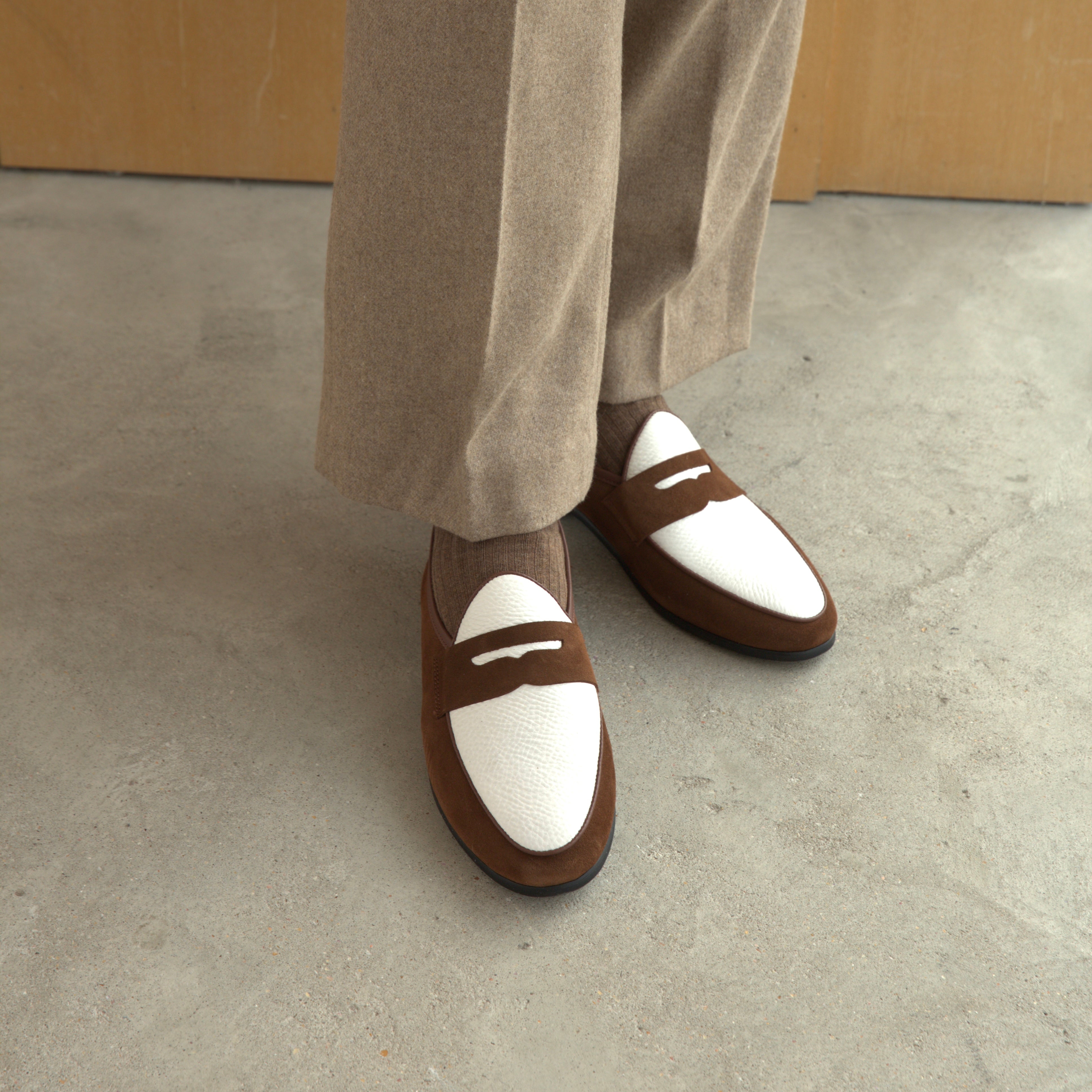 Two-toned  Penny Loafer (Brown & White)