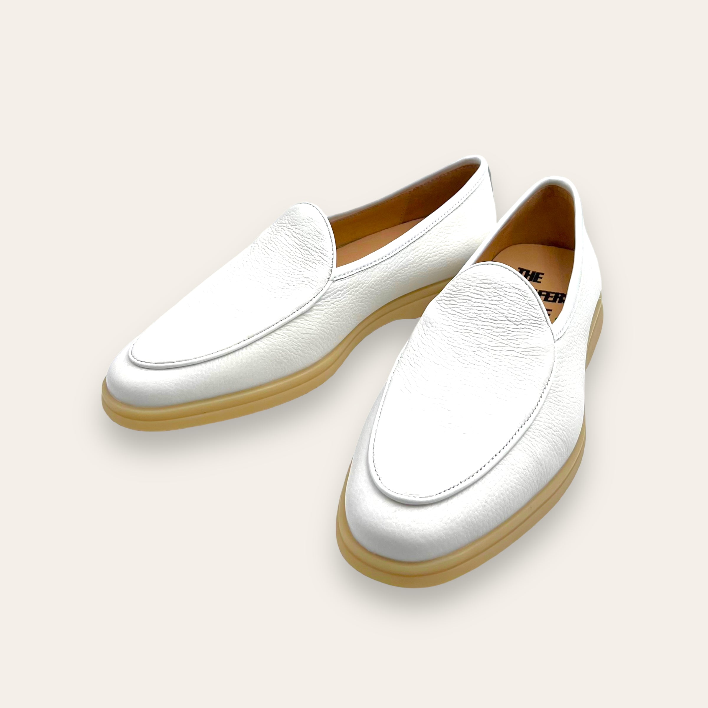 Grained Calfskin Belgian Loafer (Pearl White)