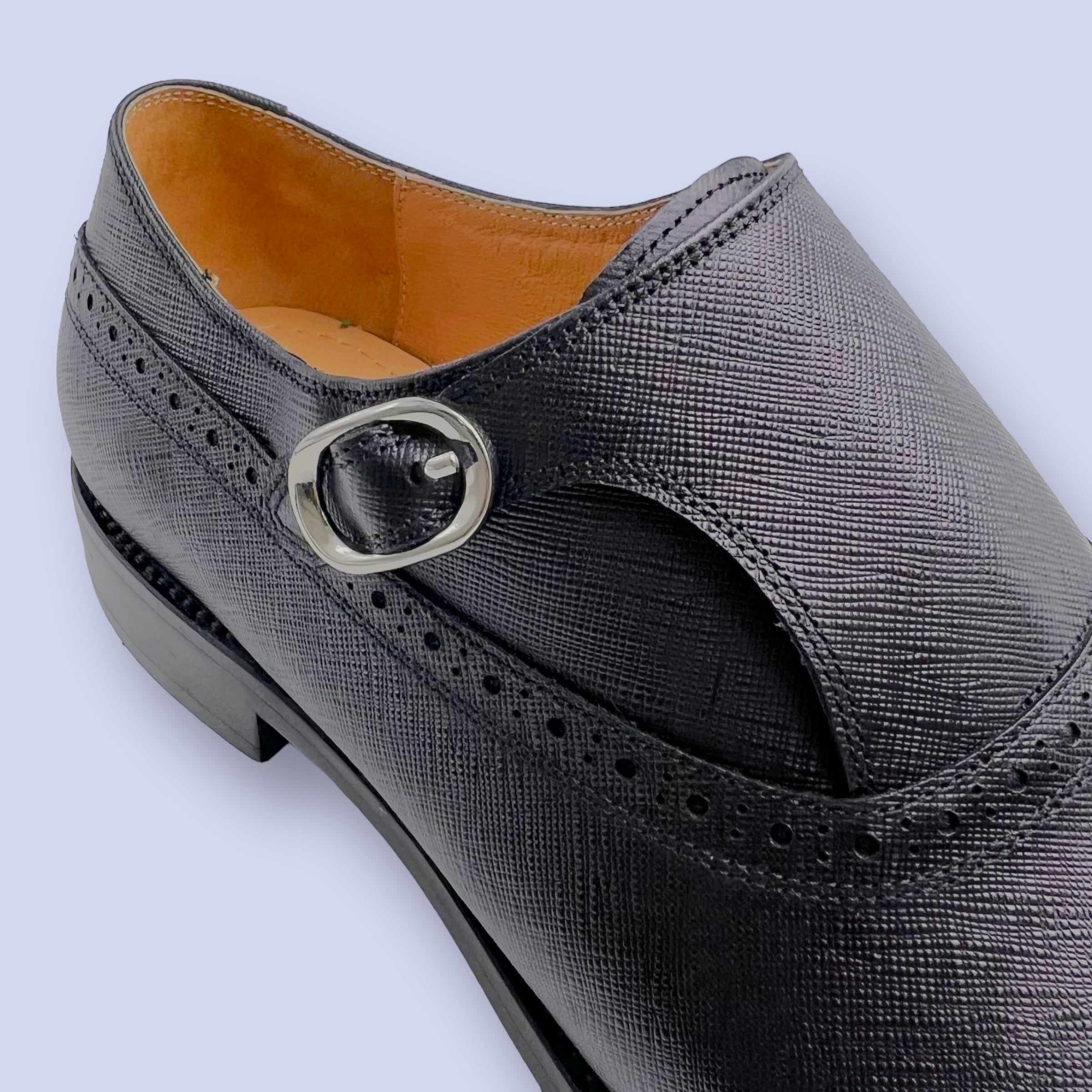 Plain Toe Single Monk Strap (Black)