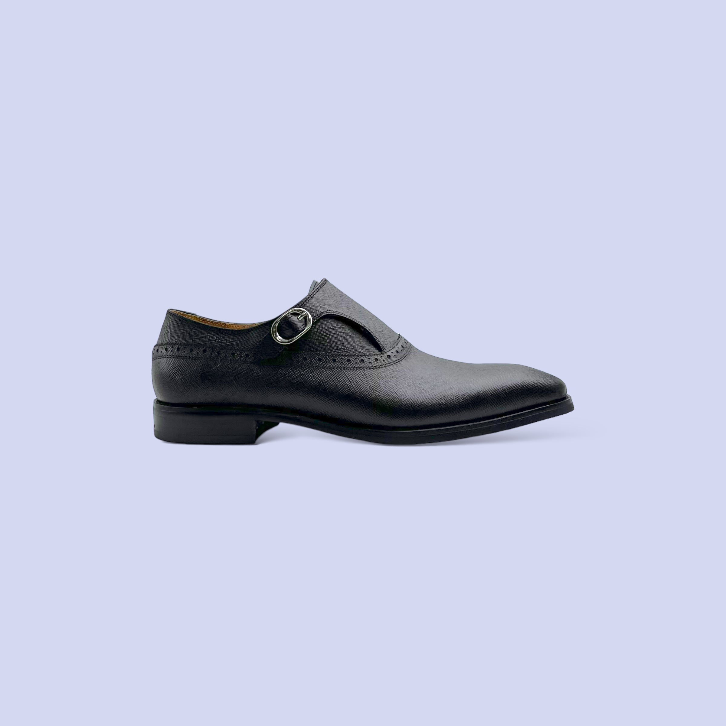 Plain Toe Single Monk Strap (Black)