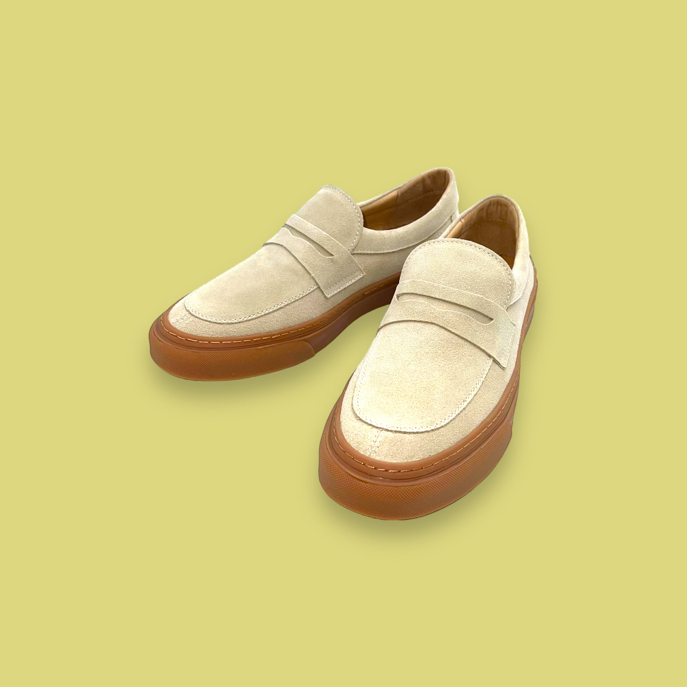 Suede Penny Loafer (Beige)