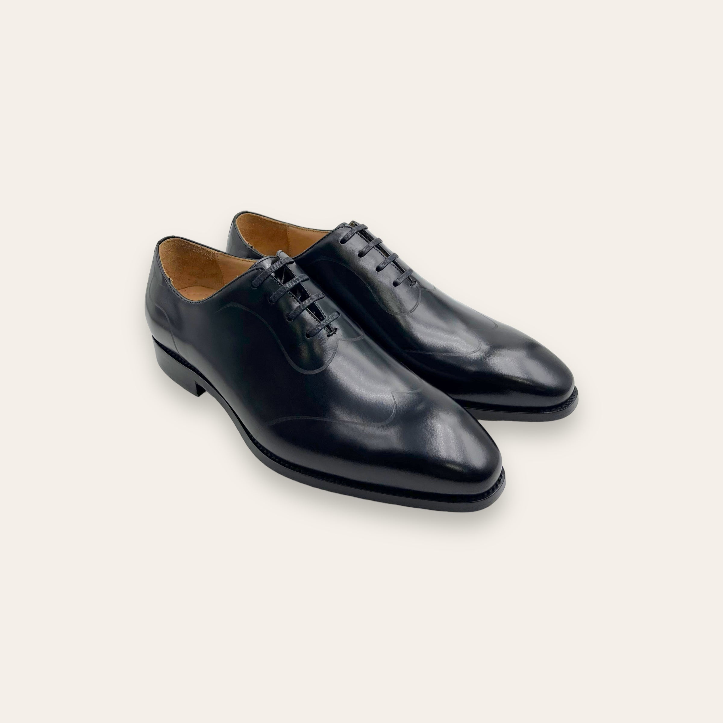 Minimal Brogue Oxford with Leather Outsole (Black)